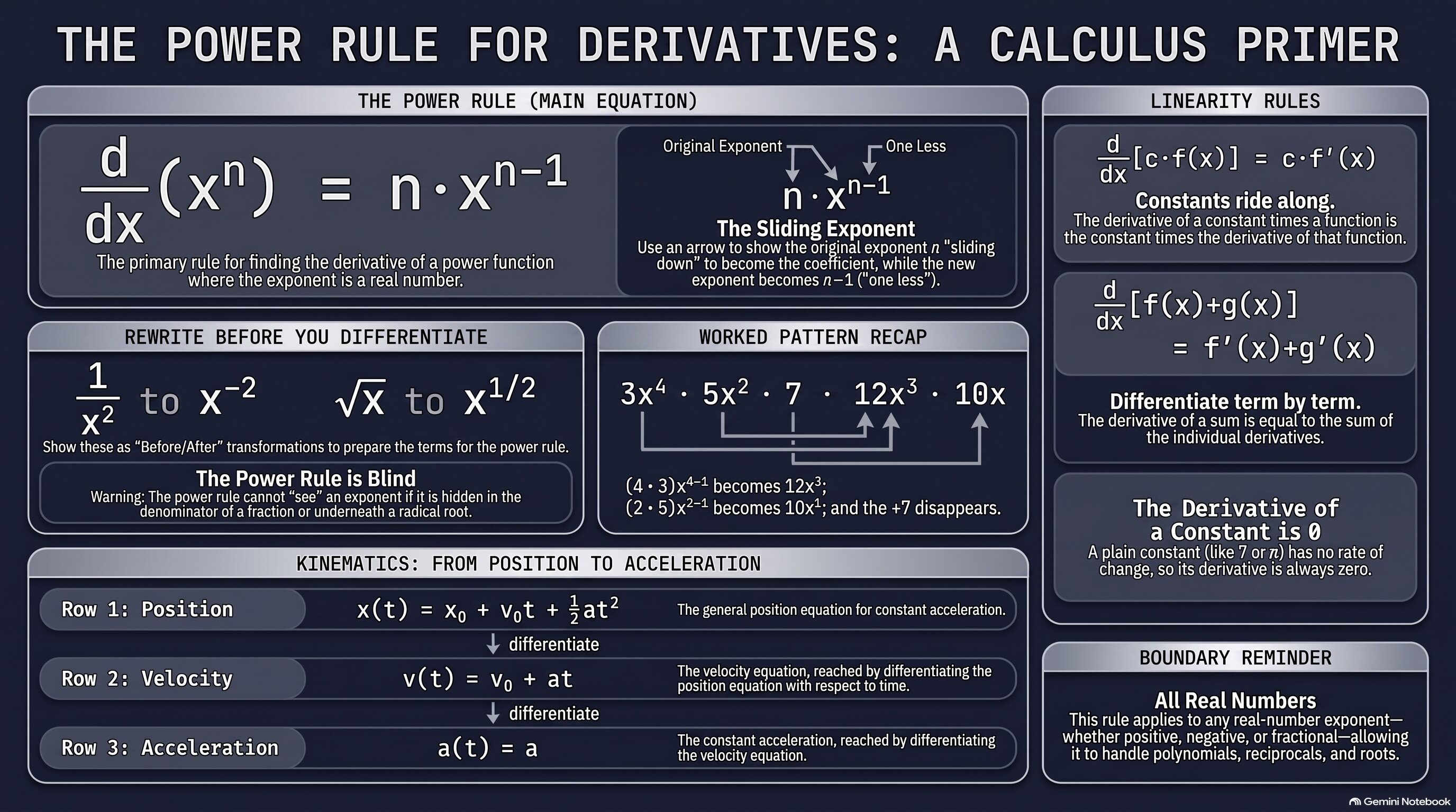 The Power Rule for Derivatives infographic