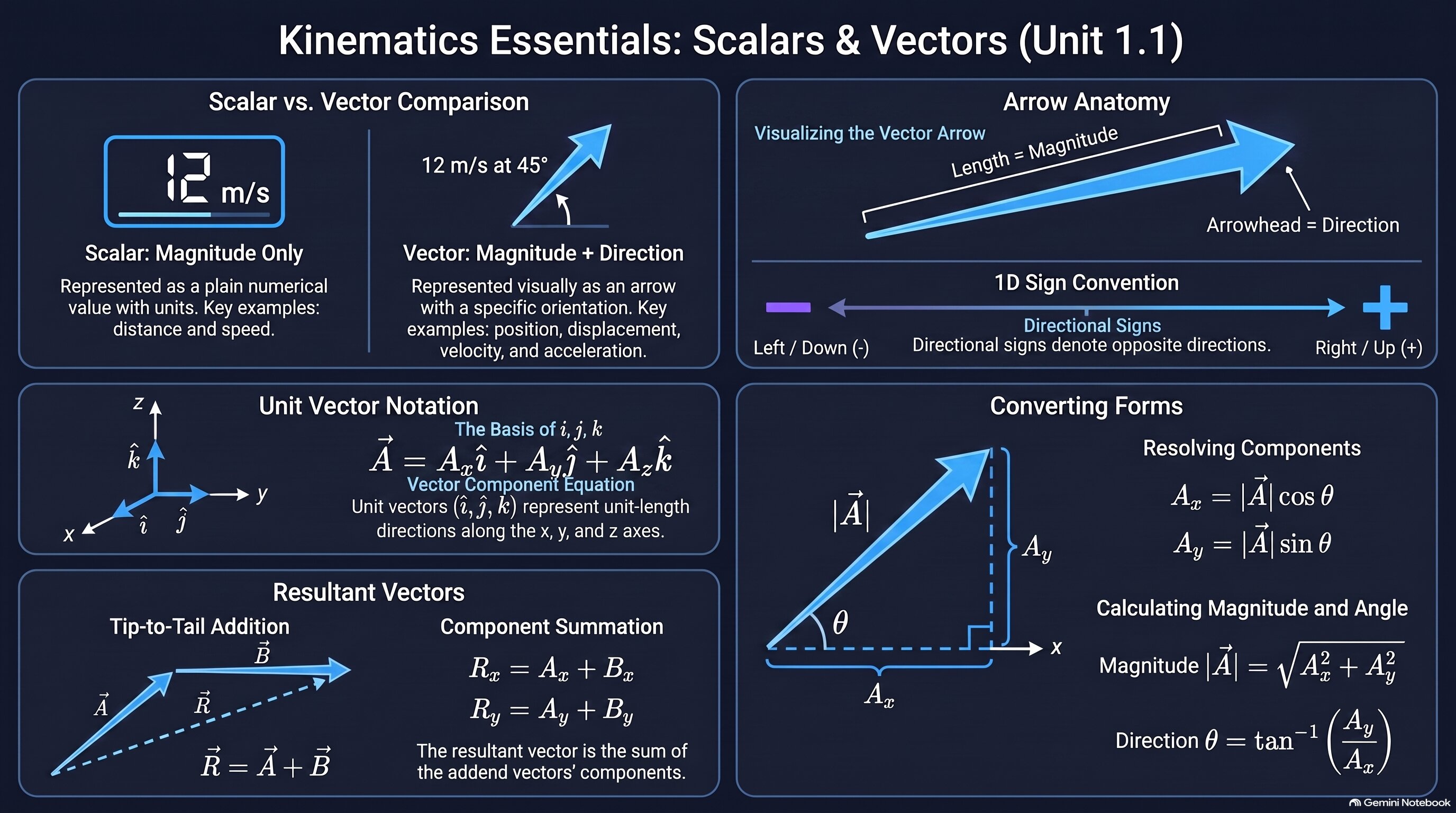 Scalars and Vectors infographic