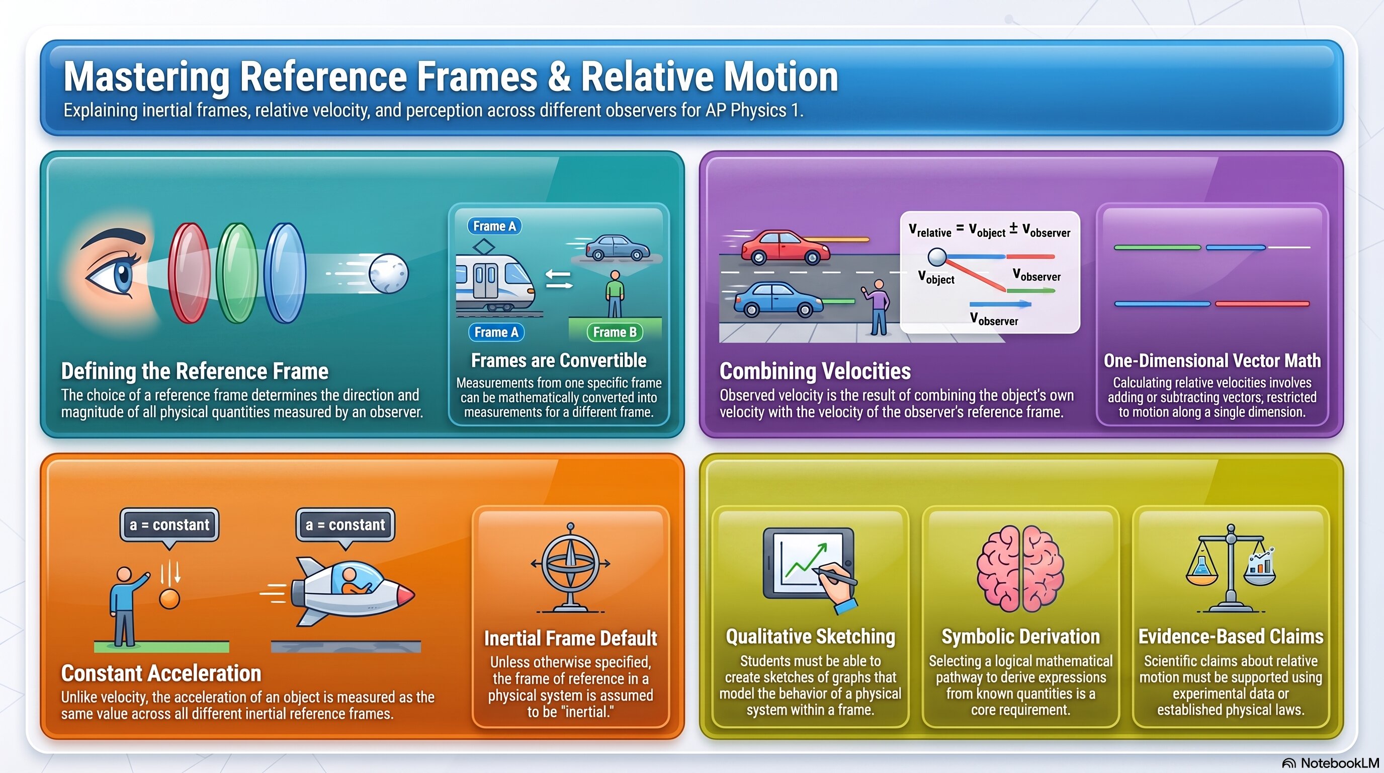 Reference Frames and Relative Motion infographic
