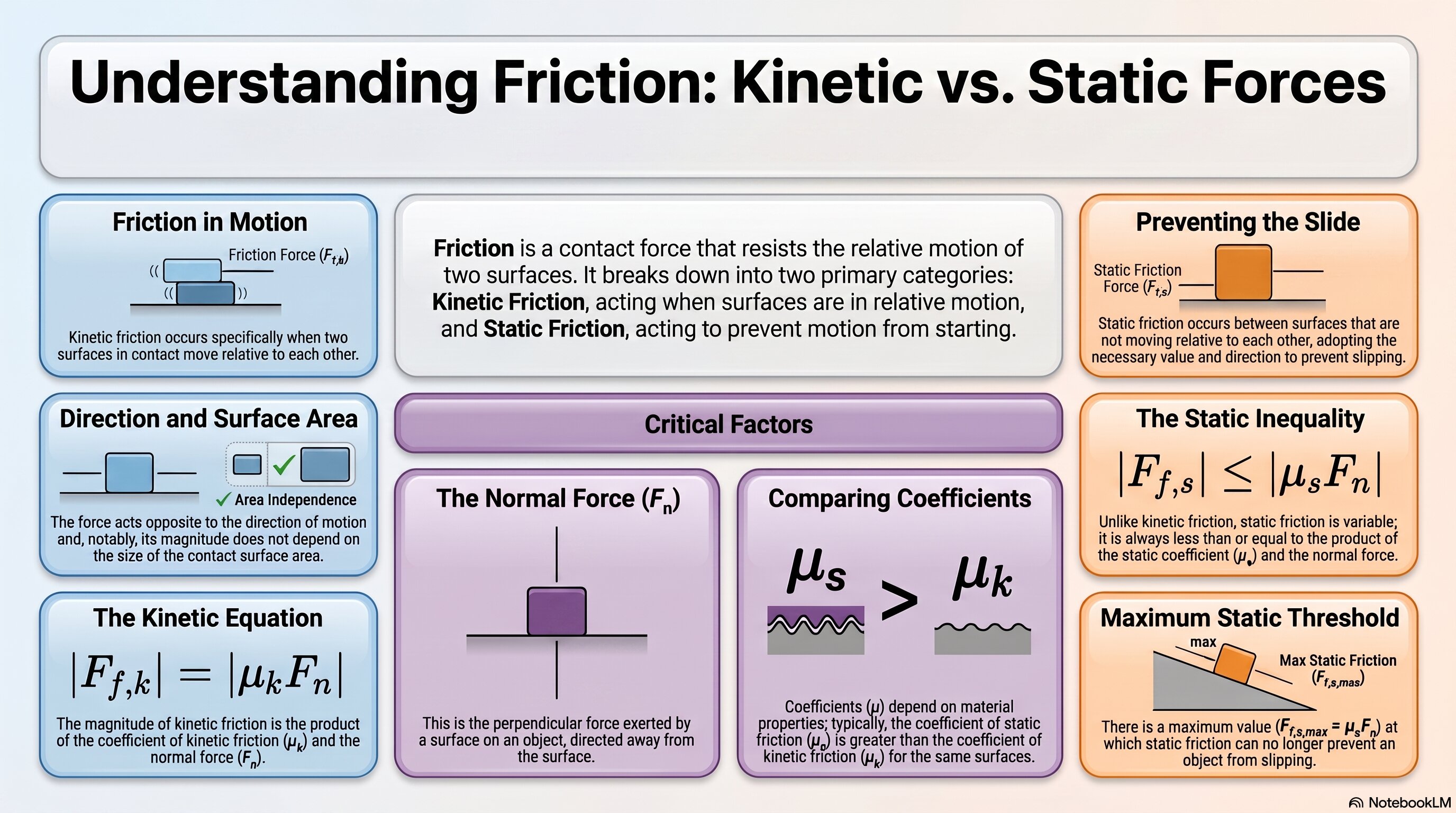 Understanding Friction: Kinetic vs. Static Forces infographic