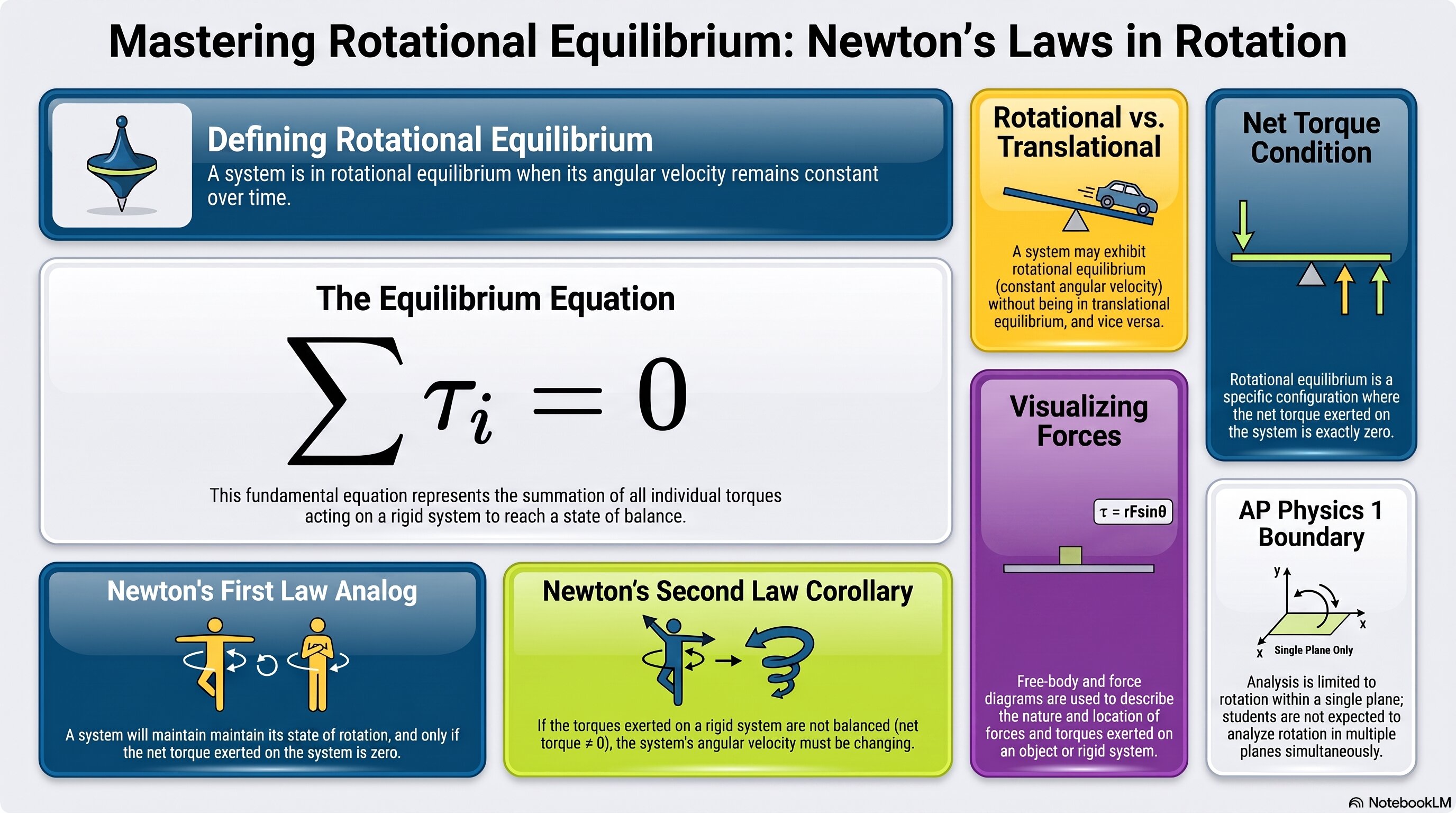 Mastering Rotational Equilibrium: Newton's Laws in Rotation infographic